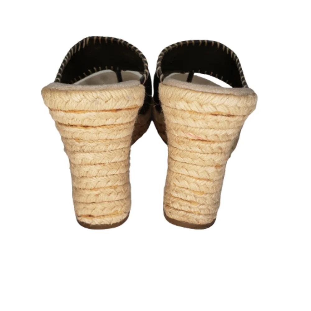 White Mt Wedge sandals Espadrille Toe Strap Sz 9.5